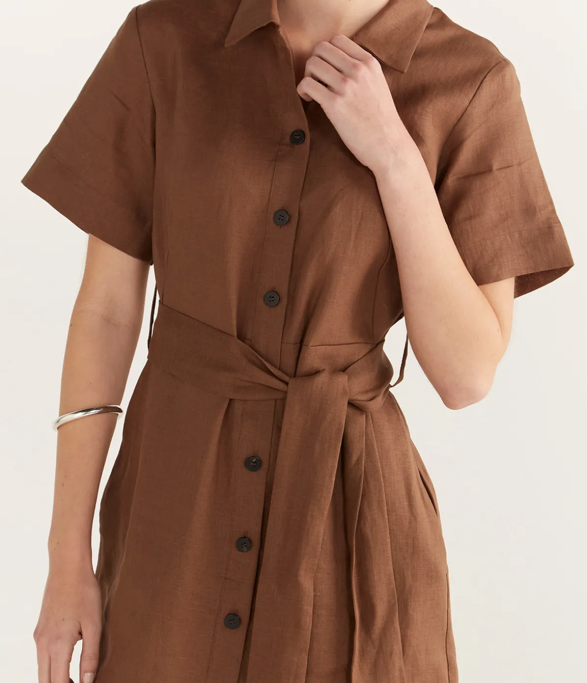 Lucca Linen Dress In Sepia