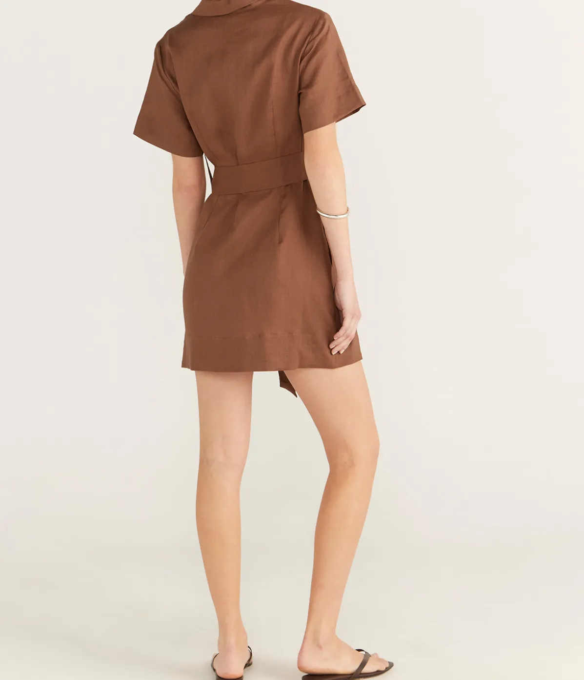 Lucca Linen Dress In Sepia