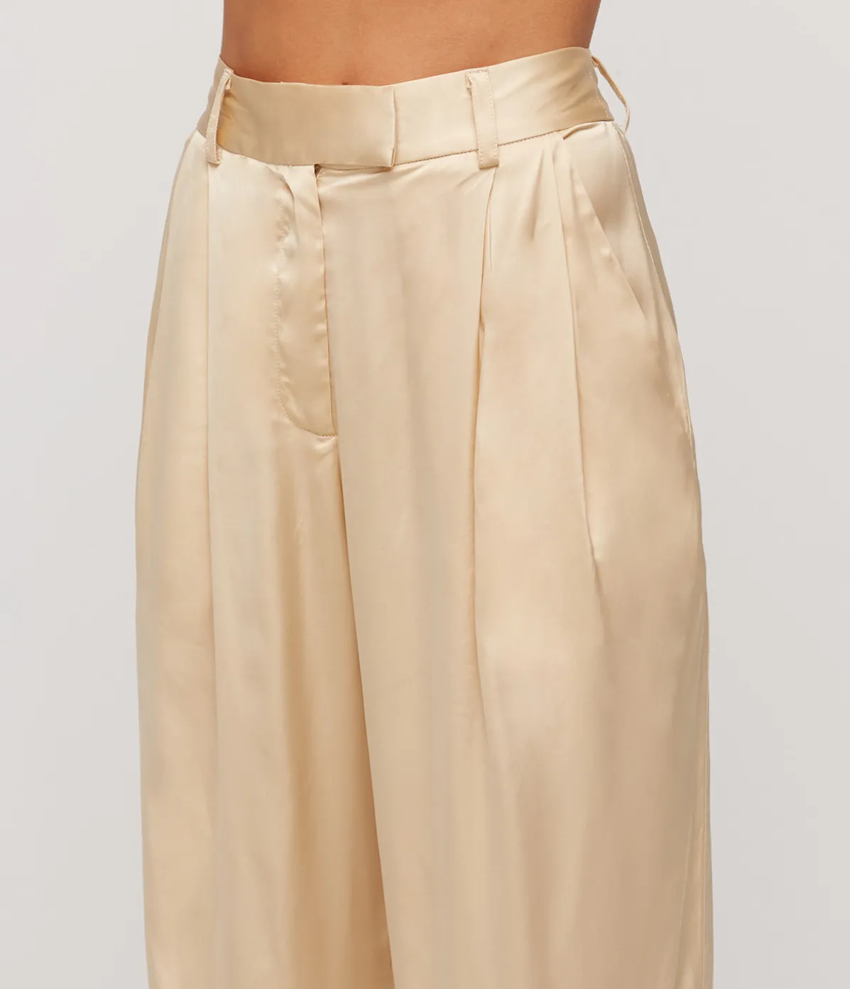 Lumiere Crepe Satin Trouser In Golden Citrine