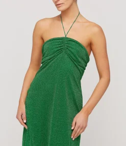 Lumiere Halter Neck Dress In Emerald Green