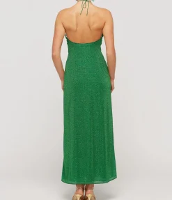 Lumiere Halter Neck Dress In Emerald Green
