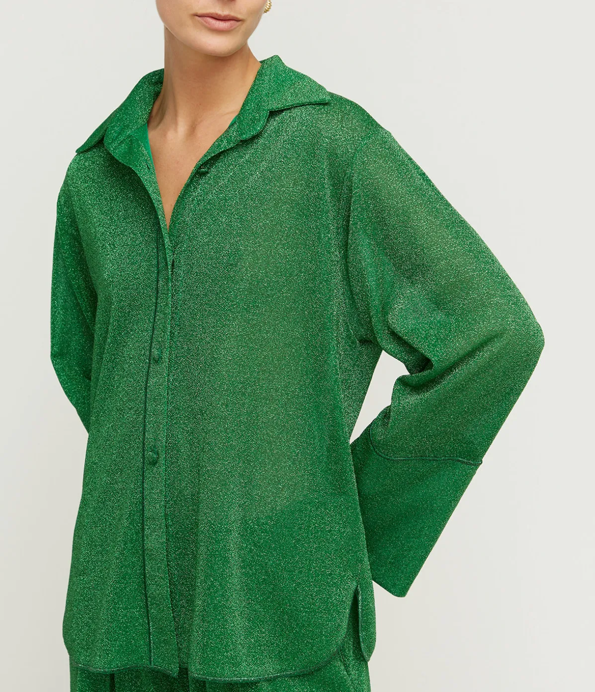 Lumiere Long Sleeve Shirt In Emerald Green