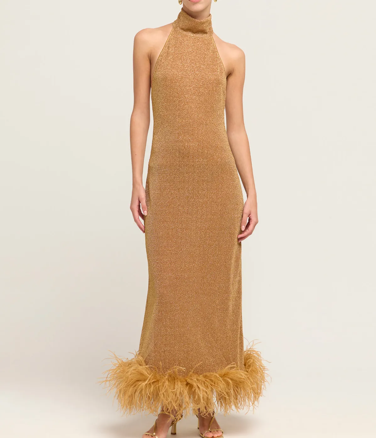 Lumiere Plumage Turtleneck Dress In Toffee