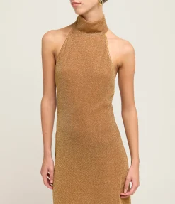 Lumiere Plumage Turtleneck Dress In Toffee
