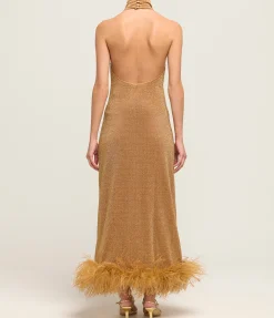 Lumiere Plumage Turtleneck Dress In Toffee