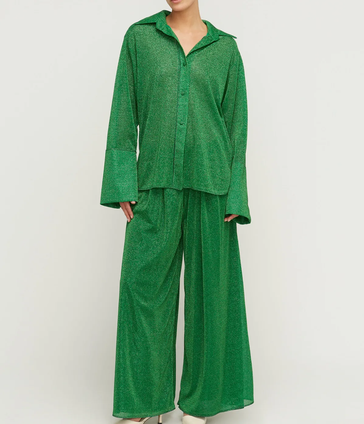 Lumiere Wide Leg Pants In Emerald Green