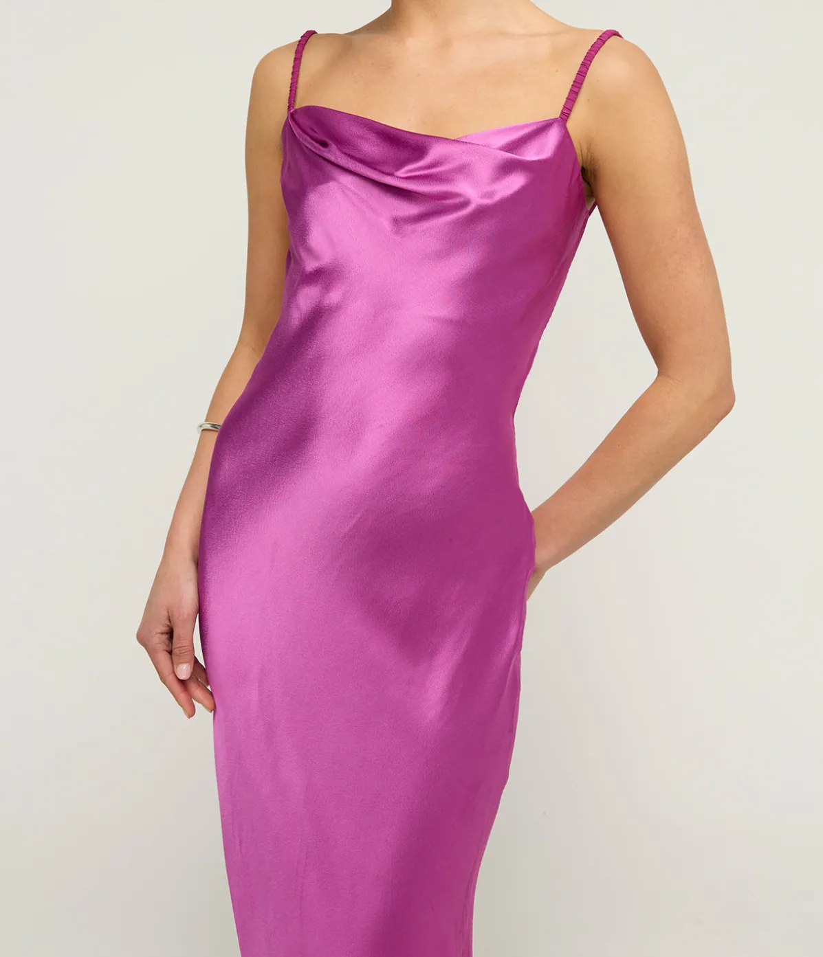 Luna Cowl Neck Maxi Dress In Magenta