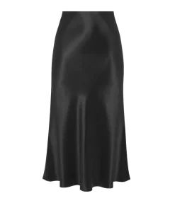Lydia Silk Slip Skirt In Black