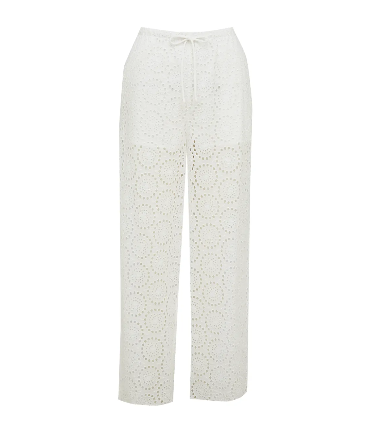 Maeve Eyelet Drawstring Pants In White