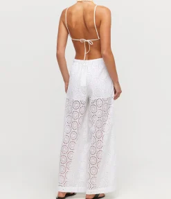 Maeve Eyelet Drawstring Pants In White