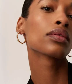 Magma Gemstone Large Hoop Earrings In Gold