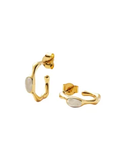 Magma Gemstone Small Hoop Earrings In Gold
