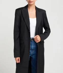 Margot Wool Blend Blazer Coat In Black