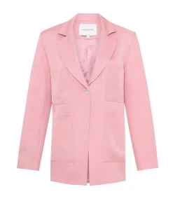Marlowe Linen Blend Blazer In Pink