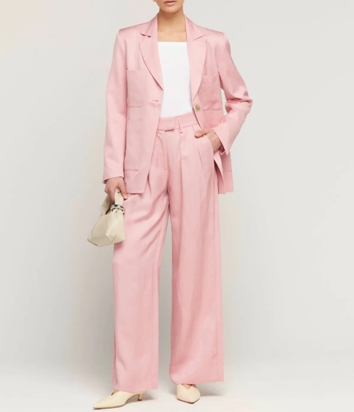 Marlowe Linen Blend Blazer In Pink