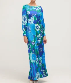 Marni Long Sleeve Maxi Dress In Miami Floral Emerald