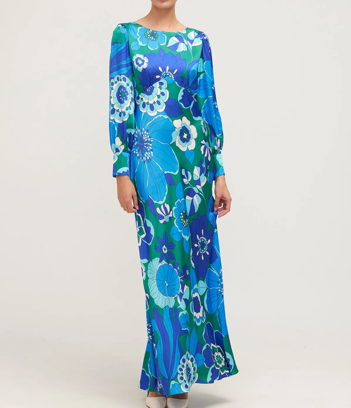 Marni Long Sleeve Maxi Dress In Miami Floral Emerald