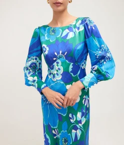 Marni Long Sleeve Maxi Dress In Miami Floral Emerald