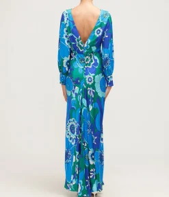 Marni Long Sleeve Maxi Dress In Miami Floral Emerald