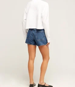 Mason Cropped Long Tee In White