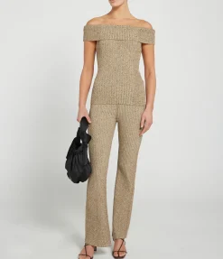 Melange Knit Pants In Brandy Brown