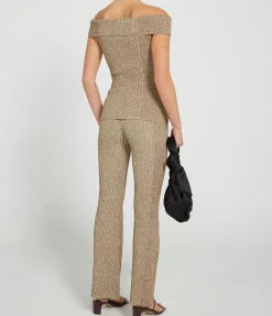 Melange Knit Pants In Brandy Brown