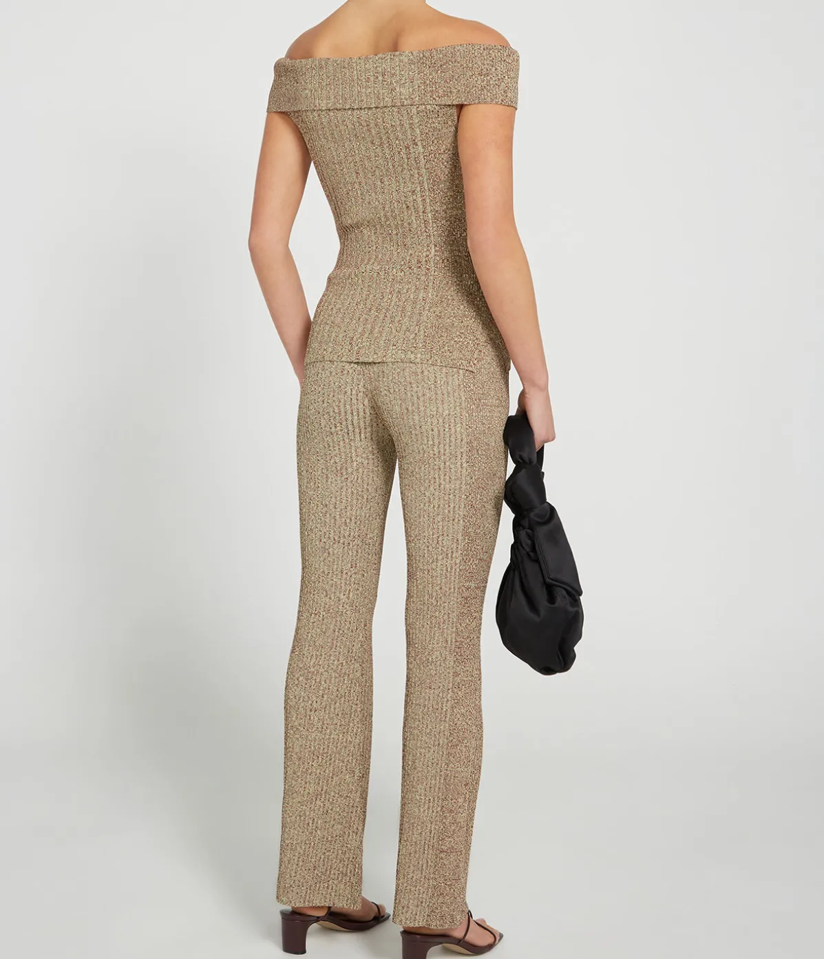 Melange Knit Pants In Brandy Brown