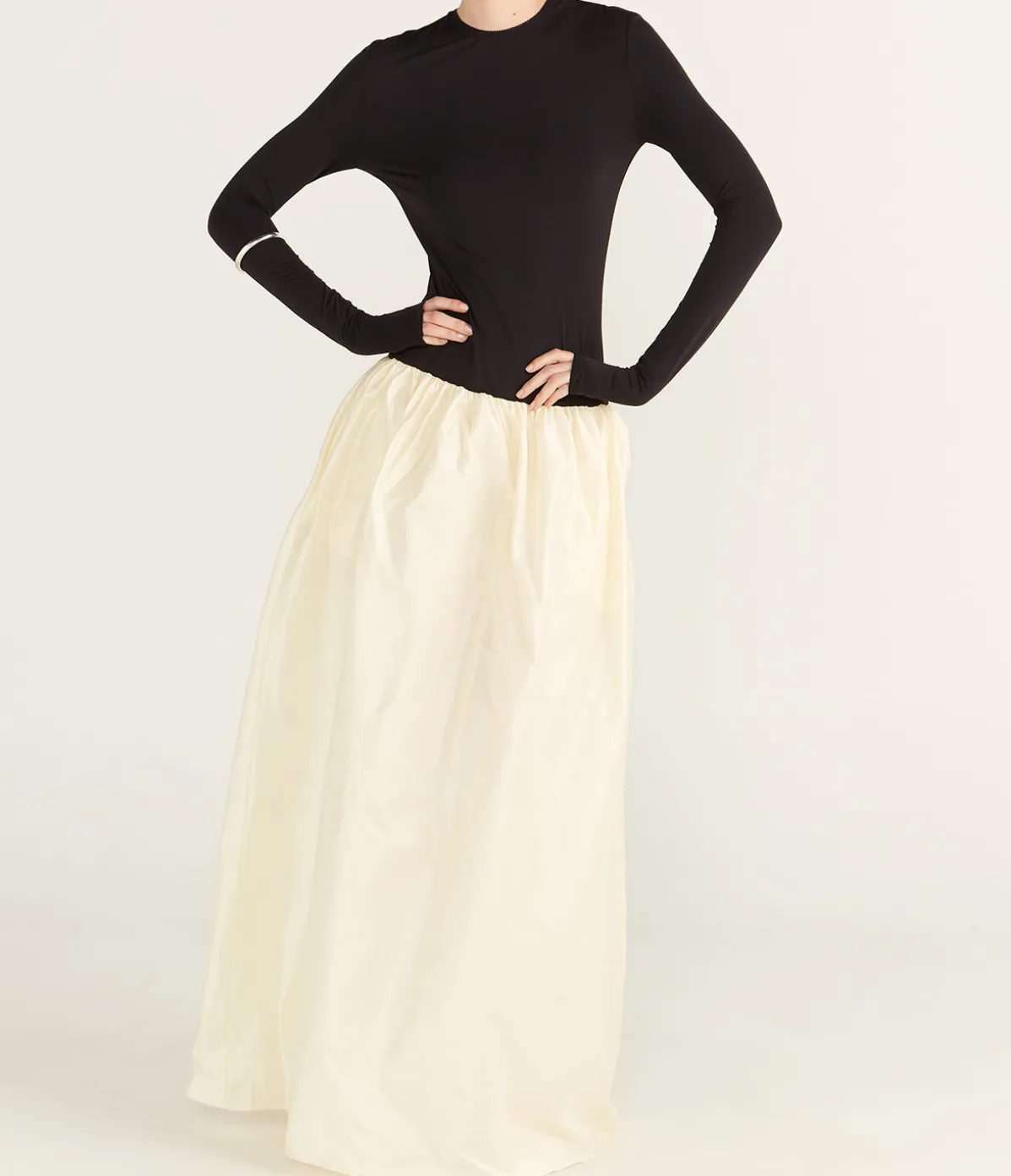 Meringue Maxi Dress In Black And Ivory