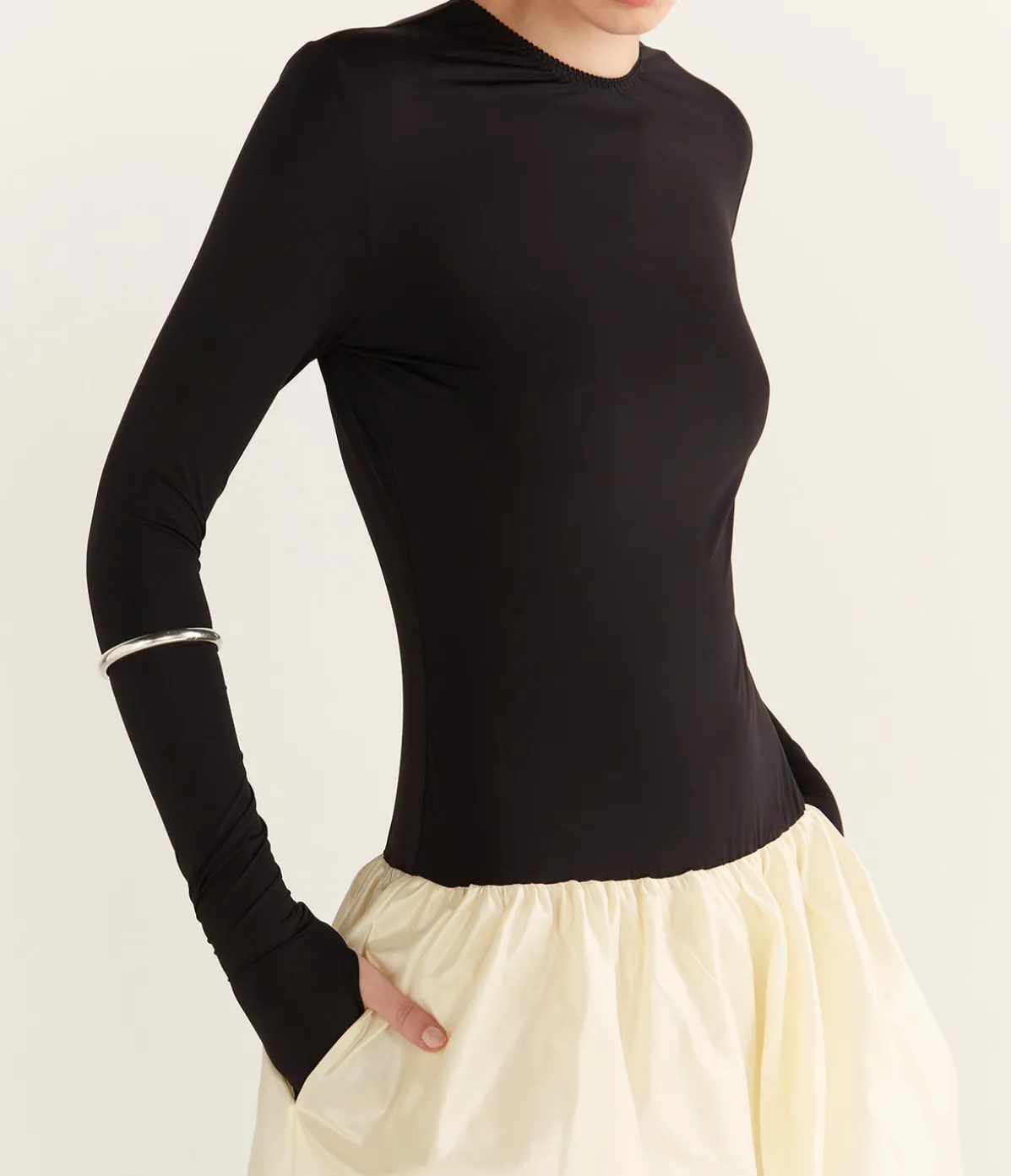 Meringue Maxi Dress In Black And Ivory