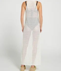 Mesh Lace Maxi Dress In Egret
