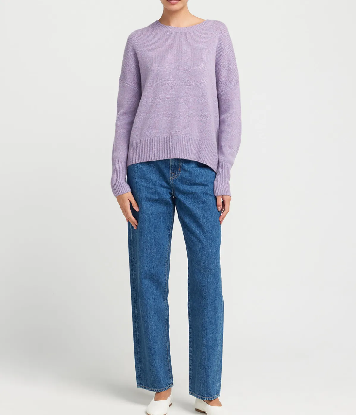Mila Round Neck Sweater In Iris Melange