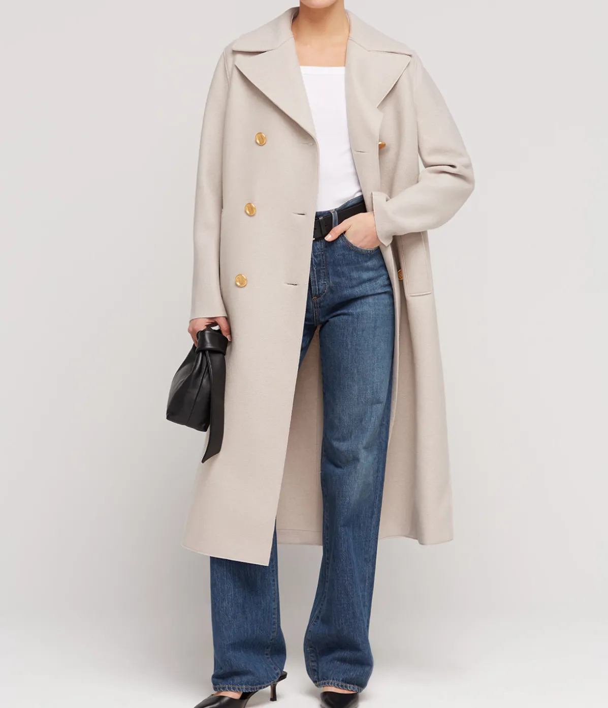 Military Cashmere Coat In Cream