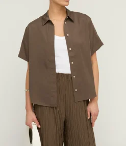 Mina Short Sleeve Shirt In Major Brown