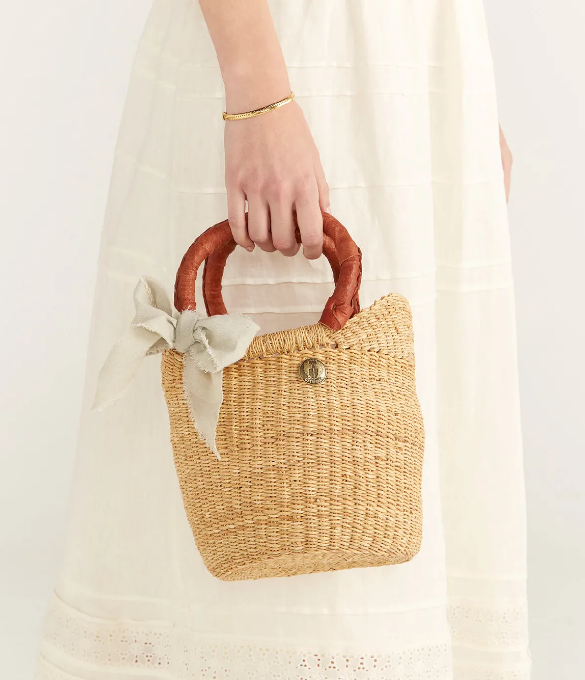 Mini Basket Bag In Tan