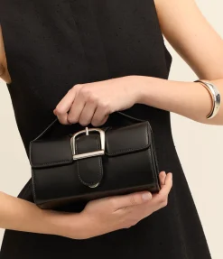 Mini Satchel With Flat Handle In Black