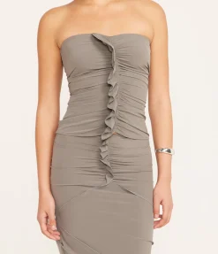 Minimal Ruffle Skirt In Slate