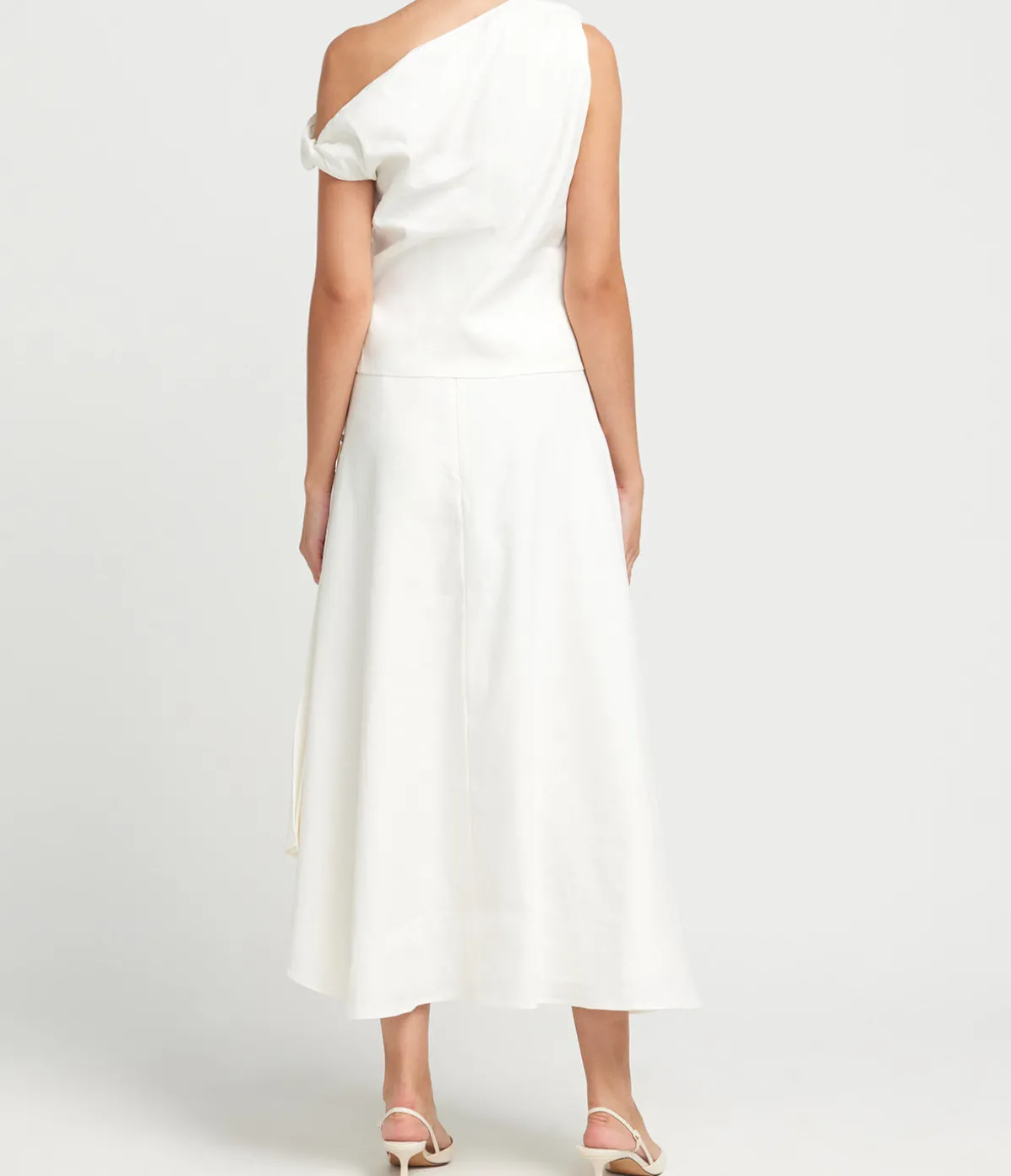 Minkey Asymmetrical Linen Top In Ivory