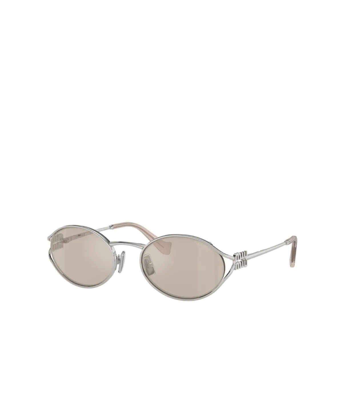 Miu Miu Oval Sunglasses In Silver