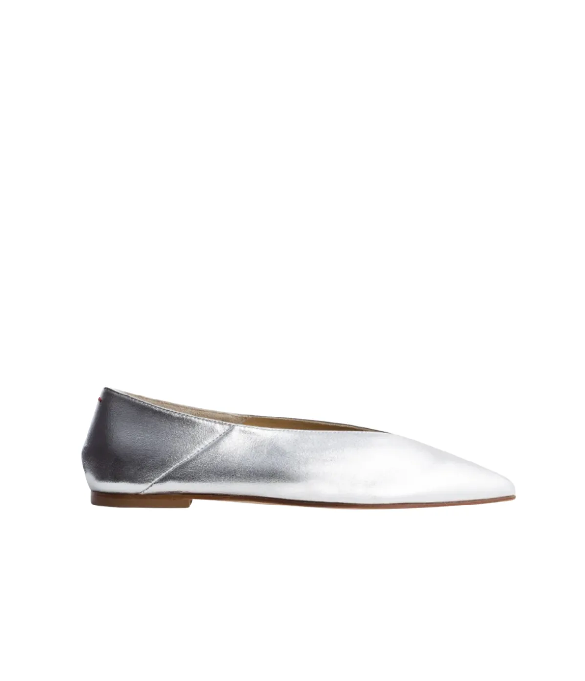 Moa Leather Flat In Laminated Silver