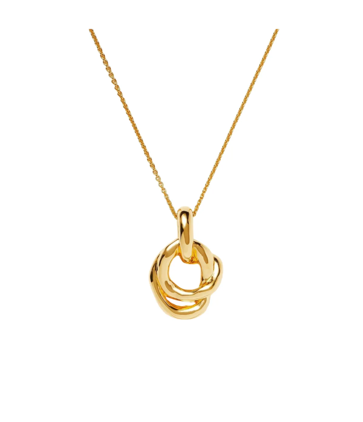 Molten Twisted Double Pendant Necklace In Gold