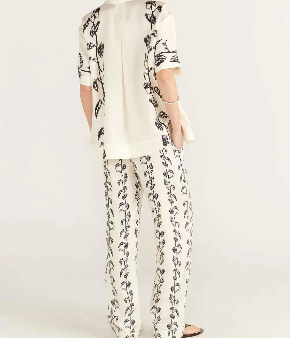 Montauk Silk Shirt In Ecru Vine