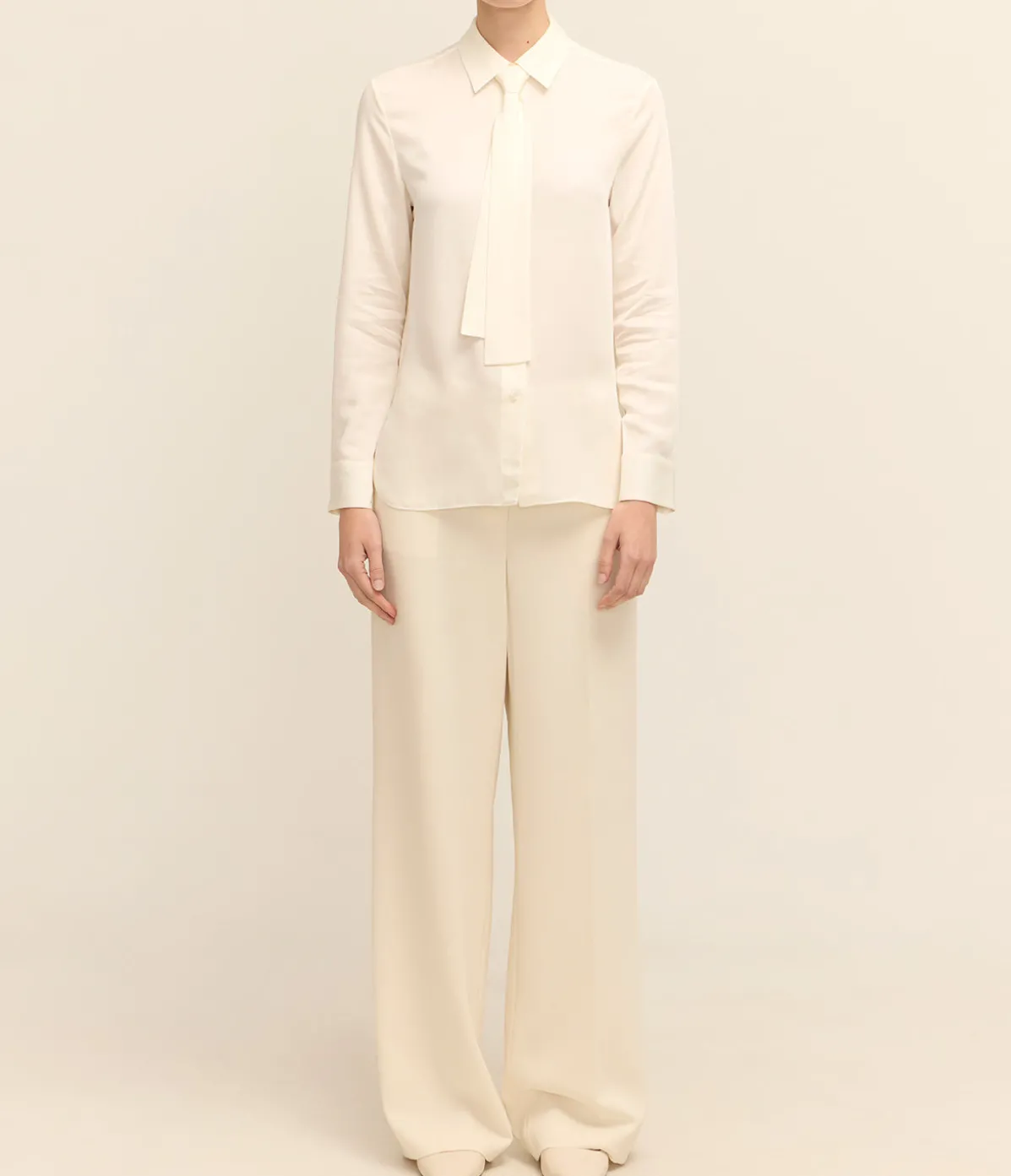 Neck Tie Shirt In Ivory