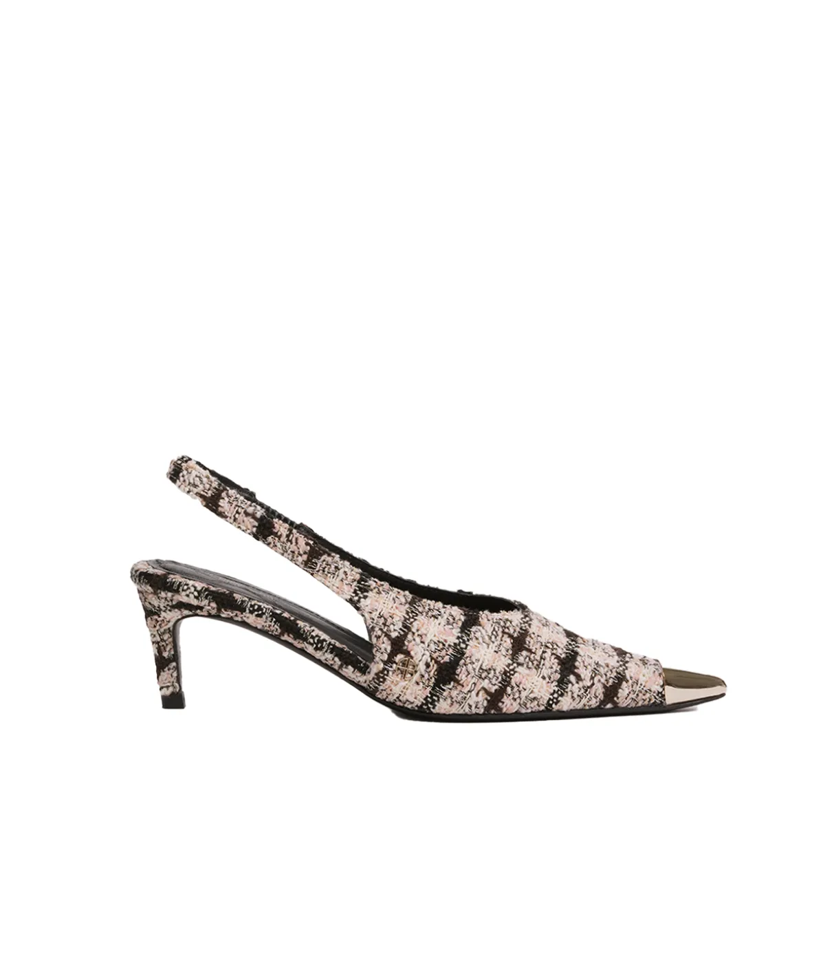 Nina Heels With Metal Toe Cap In Apricot Tweed