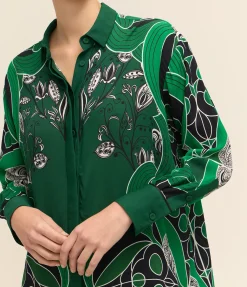 Nova Crepe Shirt In Enchantress Emerald
