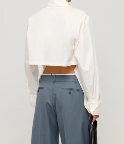 Open Back Cotton Shirt In White
