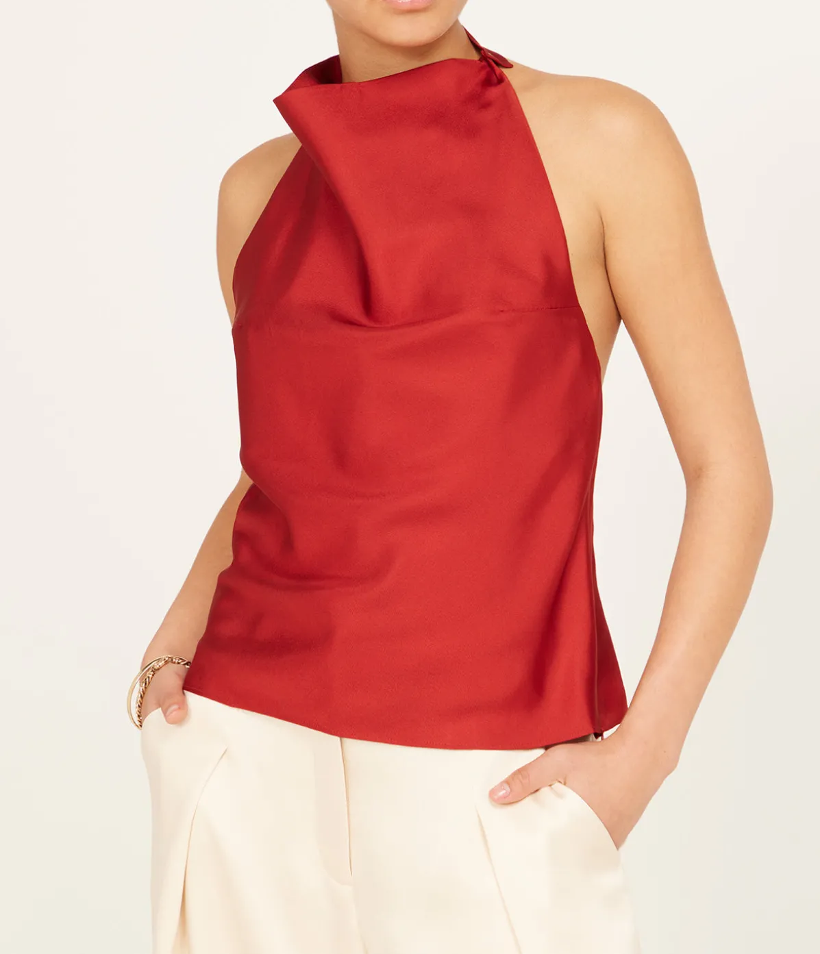 Open Back Halter Top In Barolo