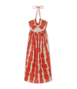 Organic Cotton Halter Dress In Block