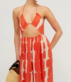 Organic Cotton Halter Dress In Block