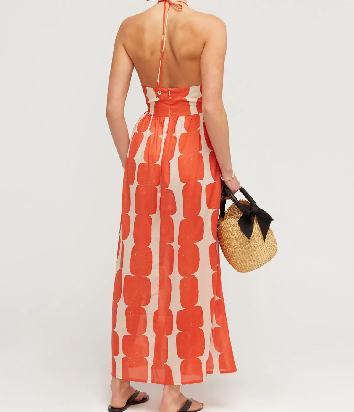 Organic Cotton Halter Dress In Block