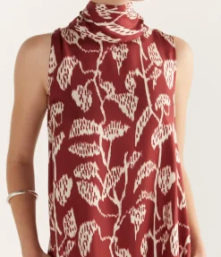 Oslo Silk Dress In Burgundy Vine